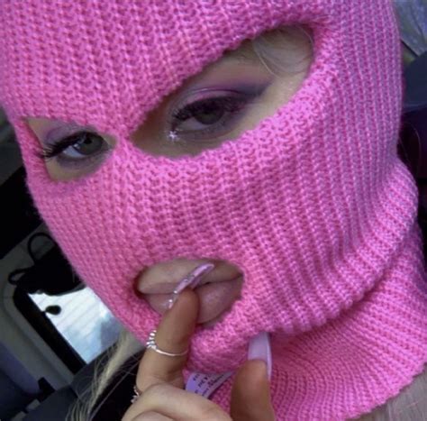 Gangsta Pink Ski Mask Aesthetic Smoking Pin On Ski Mask Girls