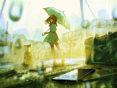 1024x768 Anime Girl With Umbrella In Rain 1024x768 Resolution Hd 4k