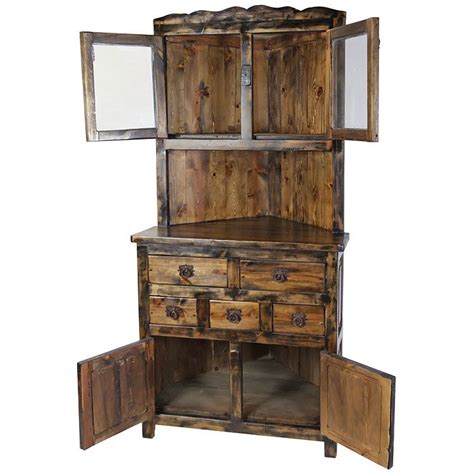 Most people even willing to pay a professional designer to create a kitchen style that suits them. Rustic Wood Corner Cabinet with Top Glass Doors and 5 ...