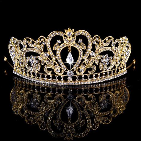 New Fashion Baroque Golden Crown Bridal Rhinestone Headband Princess