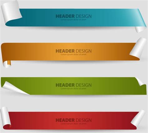 Header Design Header Design Sets With 3d Curled Sheet Background Free