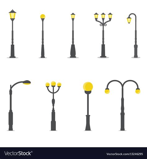 Set Of Street Lamps Royalty Free Vector Image Vectorstock