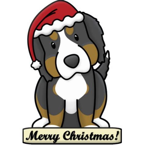 Merry christmas cute dogs cartoon. Cartoon Bernese Mountain Dog Christmas Ornament Photo ...
