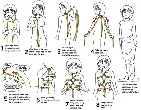 1girl Bdsm Bondage Bound Breasts Character Sheet Crotch Rope Diagram Female How To Monochrome