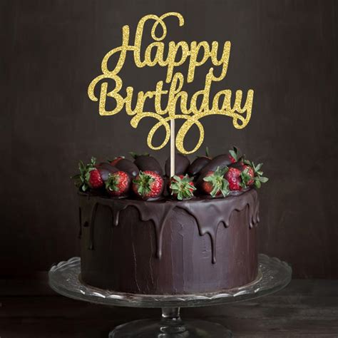 Birthday greeting cards for jiju. Gold/Silver/Black Script Happy Birthday Cake Toppers Baby ...