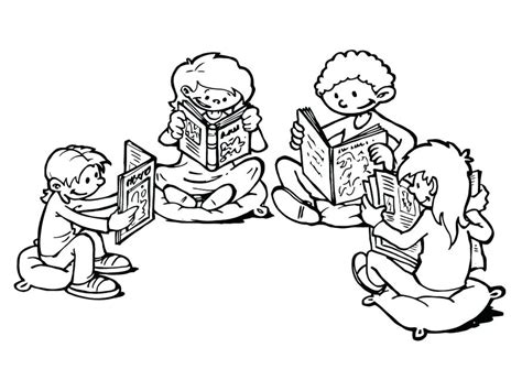 Coloring Pages Of Children Reading At Free Printable