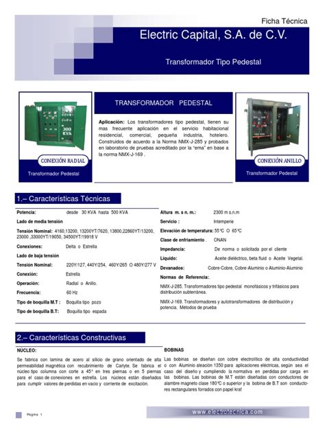 Ficha Tecnica Pedestalpdf Transformador Aislador Electricidad