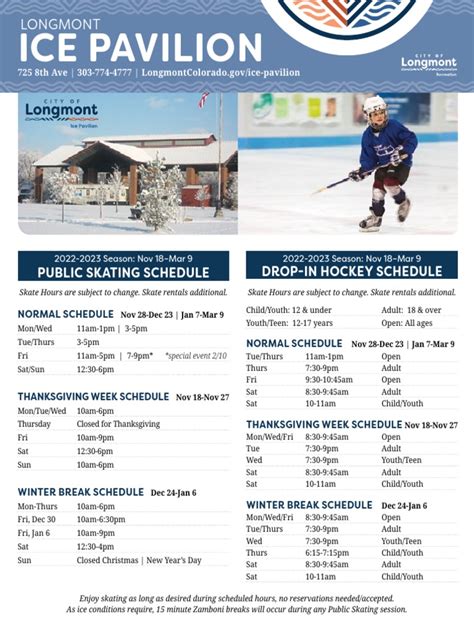 Longmont Ice Pavilion 2022 2023 Guide Pdf Skating Ice Sports