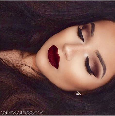 Cakey Confessions Dark Red Lips Brown Blended Eyeshadow