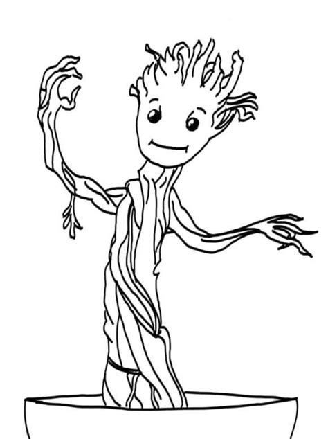 Rocket and groot from the guardian of the galaxy. Baby Groot Coloring Page Free | DrawingInsider