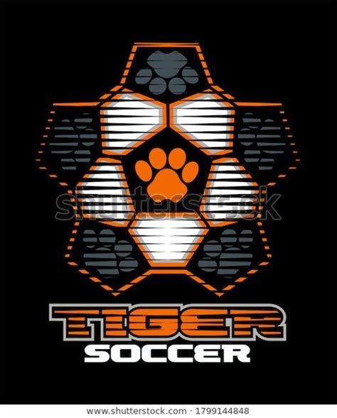 Tiger Soccer Team Design With Paw Prints For School College Or League