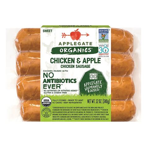 Applegate Organic Chicken And Apple Sausage Shop Sausage At H E B