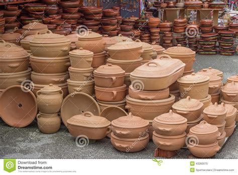 Our pots can go directly from the refrigerator to a hot oven and back again. Clay ware for sale 2 stock image. Image of organic ...