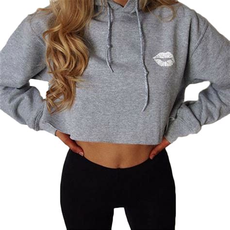 Women girls cloak hoodies cute hooded cat embroidery loose poncho japanese. Autumn New Long Sleeve Crop Tops Women Hoodies 2017 Casual ...