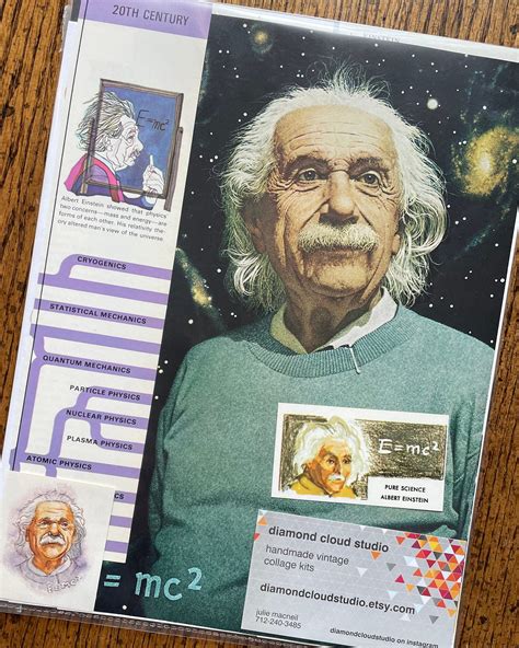 Albert Einstein Genius Scientist Vintage Physics Collage Etsy In 2021