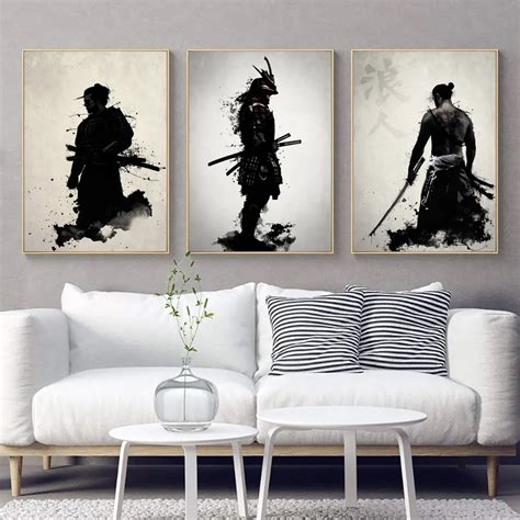New Fashion Armored Samurai Poster Wall Art Canvas Painting Print