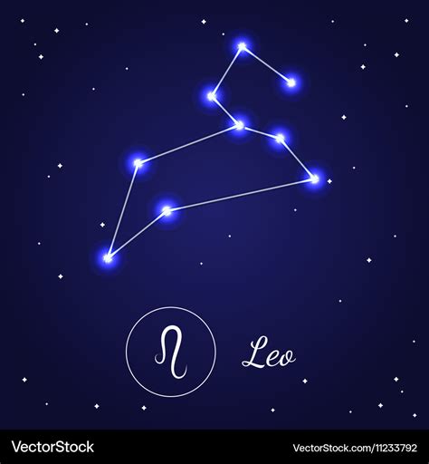 Leo Zodiac Sign Stars On Cosmic Sky Royalty Free Vector