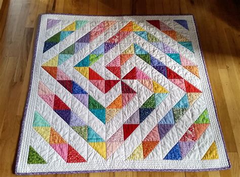 Rainbow Baby Quiltcolorful Baby Quiltpinwheel Swirl Baby Etsy