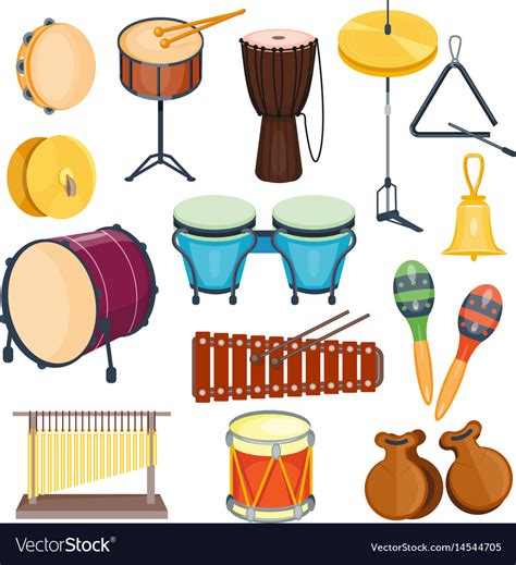 Percussion Musical Instruments Flat Style Vector Image