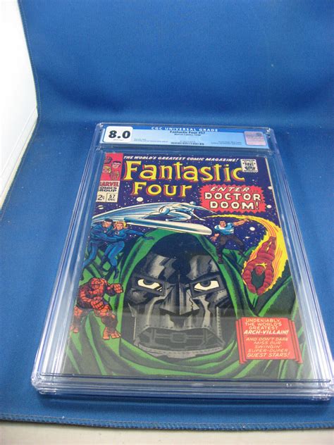 Fantastic Four 57 Cgc 80 Dr Doom Silver Surfer White Pages 1966 Marvel
