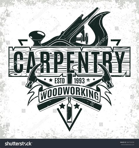 Vintage Woodworking Logo Design Grange Print Stamp Creative Carpentry