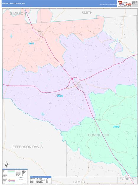 Covington County Ms Wall Map Color Cast Style By Marketmaps