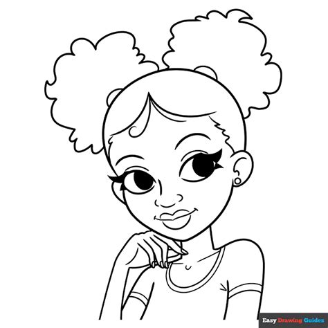 Black Girl Cartoon Coloring Page Easy Drawing Guides