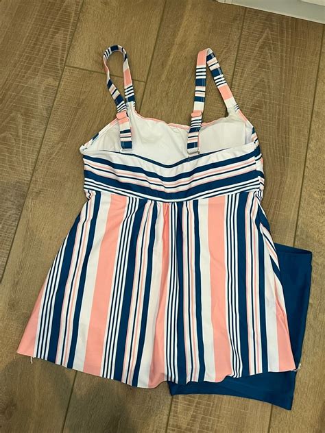 Modlily Multi Color Wide Strap Striped Tankini Set Sz Large Ebay