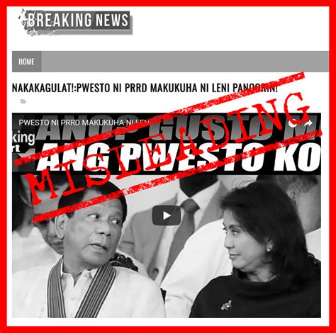 VERA FILES FACT CHECK Website Posts MISLEADING Story About Robredo Succeeding Duterte VERA Files