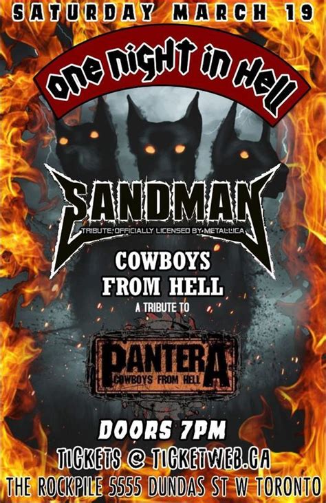 Sandman Tribute To Metallica Cowboys From Hell Tribute To Pantera