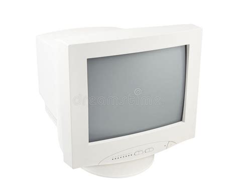 Old Pc Crt Monitor Screen Isolated White Old Retro Vintage Pc Crt