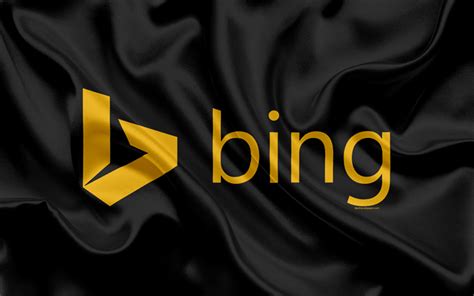 Download Wallpapers Bing Logo Emblem Search Engine Black Silk
