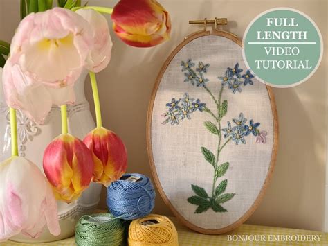 Forget Me Not Embroidery Pattern You Tube Video Tutorial Embroidery