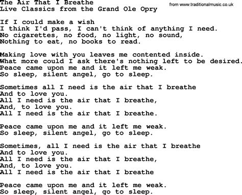 The Air That I Breathe By Marty Robbins Lyrics