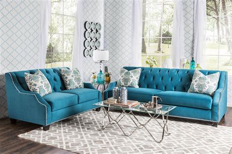 Celeste Velvet Upholstered Sofa Set Blue Sofa Set Blue Living Room