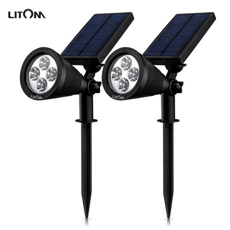 Litom Solar Spotlights Adjustable 4 Led Outdoor Landscape Solar Lights