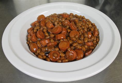 Cut up hot dogs and place with beans in a 2 qt. Crockpot Beans & Hot Dogs - Nance & Robyn make the same recipe | DCEP