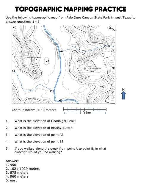 How To Read A Topographic Map Worksheets