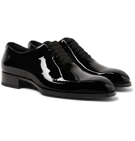 Tom Ford Elkan Whole Cut Patent Leather Oxford Shoes In Black For Men