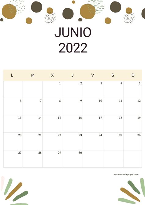 Calendario Junio 2022 Para Imprimir Gratis ️ Una Casita De Papel