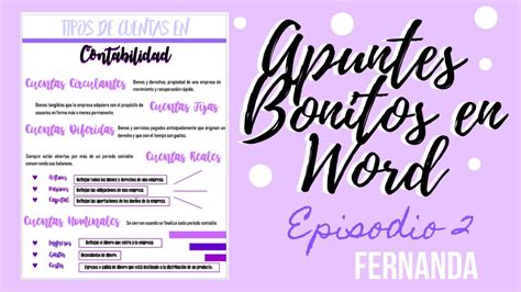 Apuntes Bonitos En Word Episodio 2 Fernanda 🌺💜 Youtube