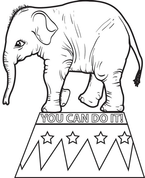Printable Circus Elephant Coloring Page For Kids 2 Supplyme