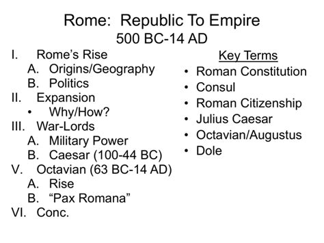 Rome Republic To Empire 500 Bc