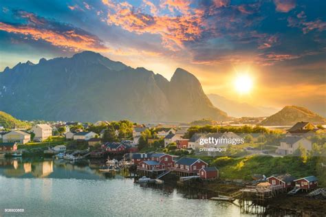 Norway View Of Lofoten Islands In Norway With Sunset Scenic High Res