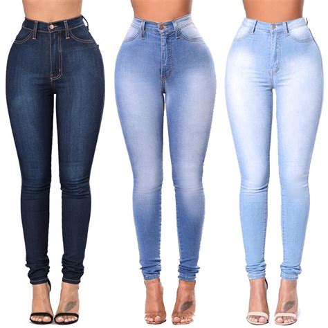 Wkoud Women High Elastic Denim Pencil Pants Fashion Club Push Up Jeans