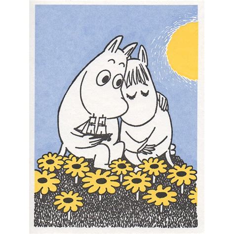 Moomin In Love Greetings Card With Moomin Cuddling On A Bank Of Yellow