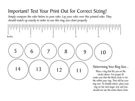 Ring Size Ruler Printable Printable Ring Size Chart Printable Ring