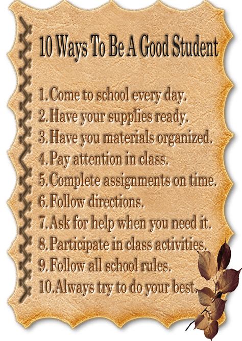 10 Ways To Be A Good Student Classroom Poster