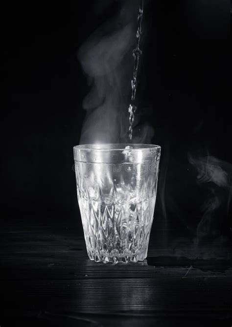 Transparent Glass Cup With Swell The Boiling Water Into It The Vapor