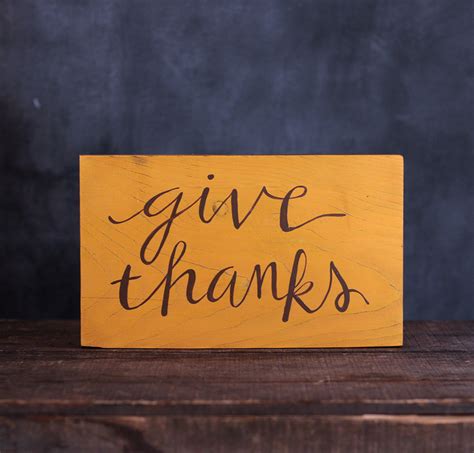 Mustard Give Thanks Wooden Sign Hand Painted By Our Backyard Studio In